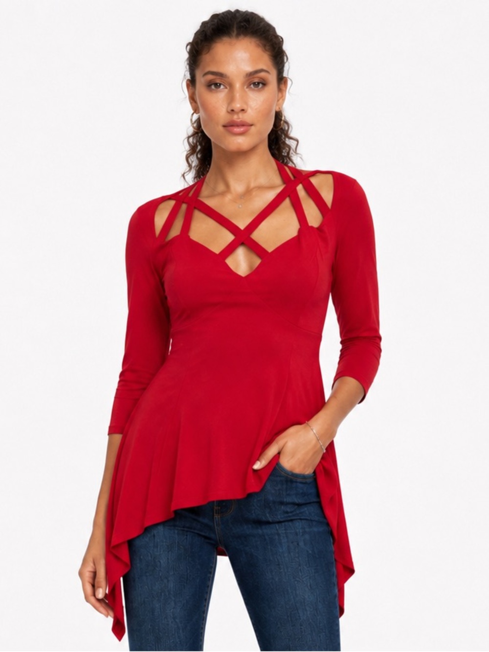 VENUS Bright Red Women's Top Sz S new NWOT